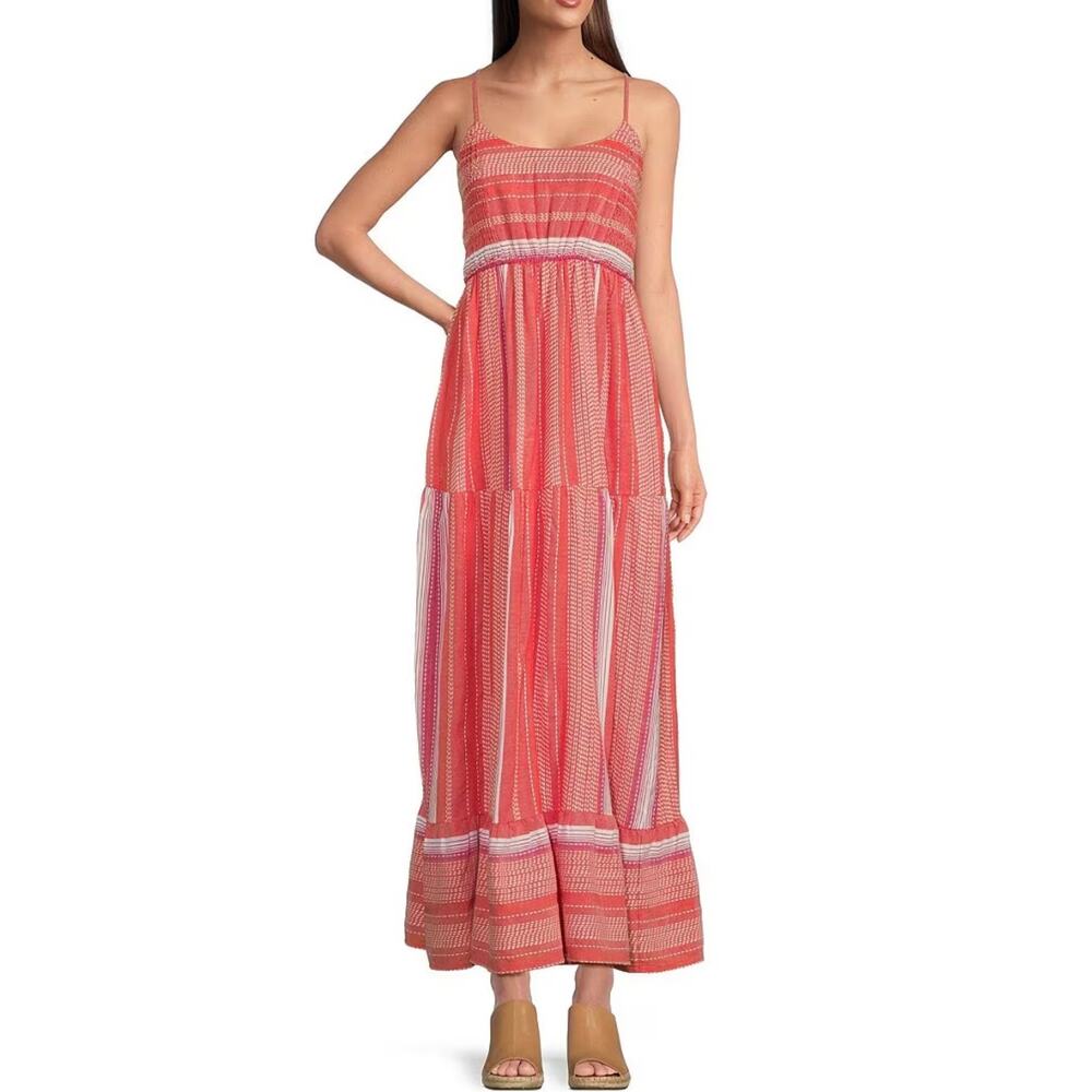 Liverpool Coral Pink Striped Maxi Dress